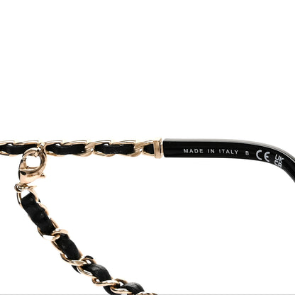 Chanel Acetate Metal Calfskin Square Chain Sunglasses 5210-Q Black Gray 5 of 7