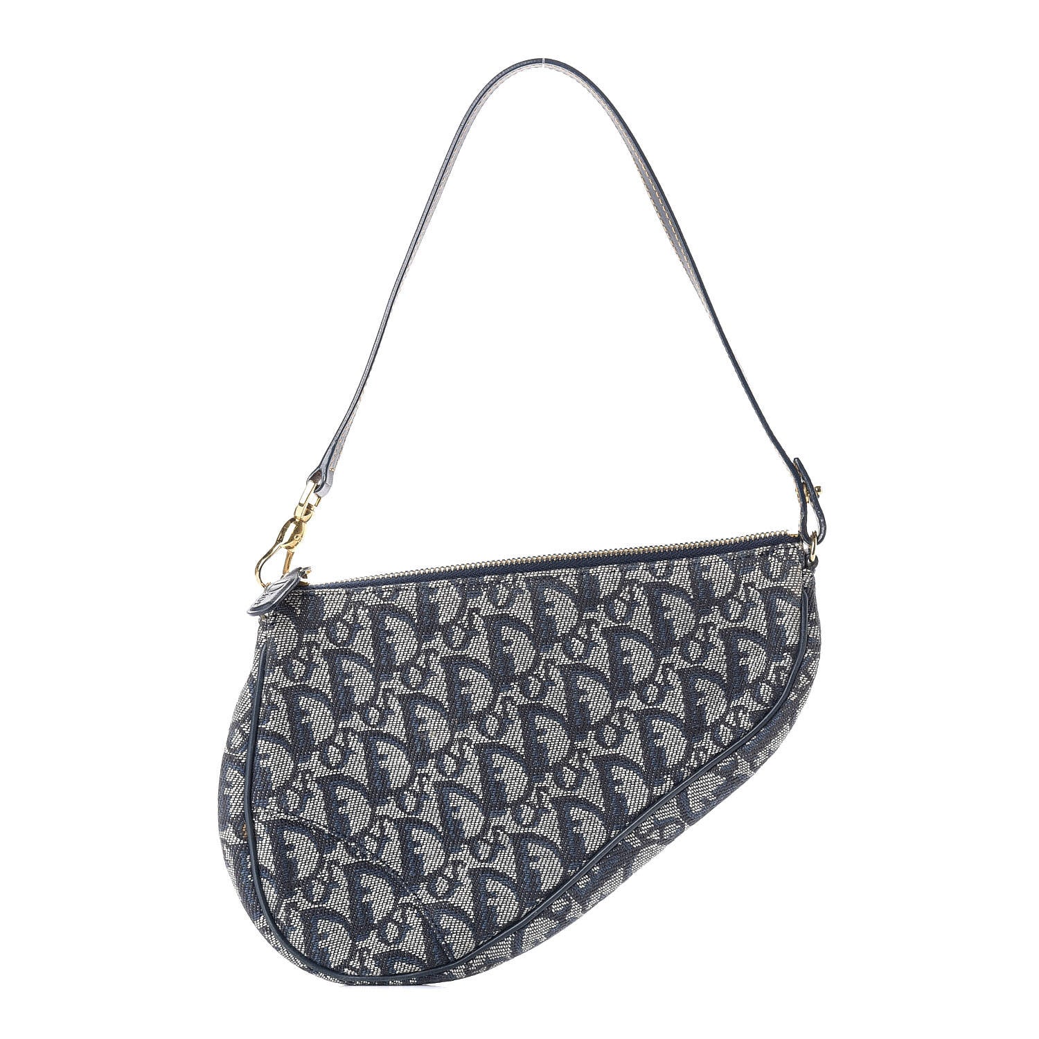 Christian Dior Monogram Mini Saddle Pochette Navy 1 of 9