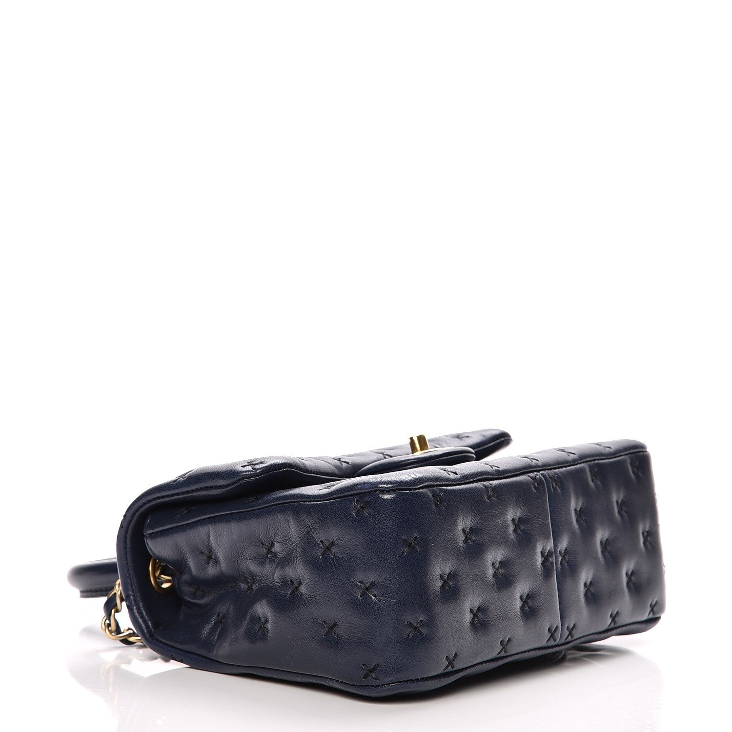 Chanel Lambskin Cross Stitch Mini Coco Handle Flap Dark Blue 5 of 11