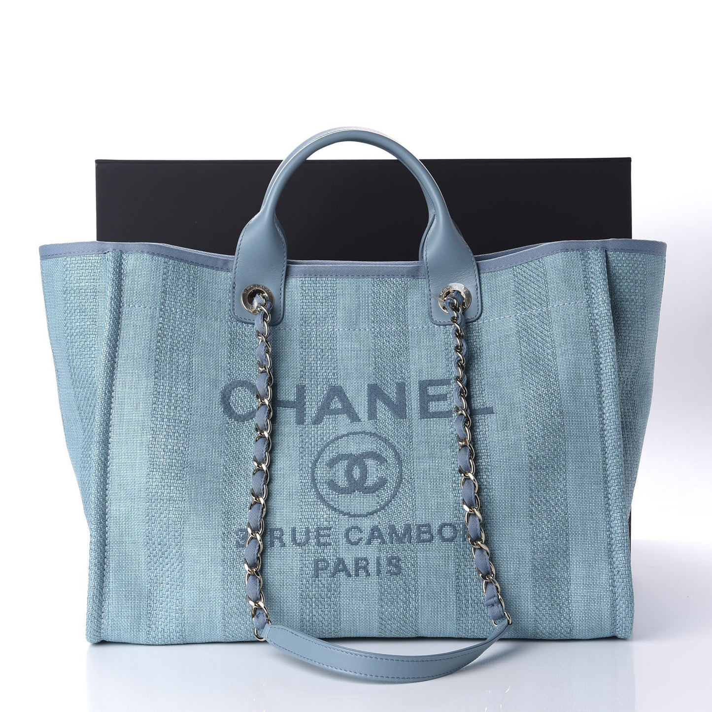 Mixed Fibers Striped Medium Deauville Tote Blue