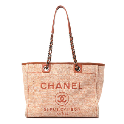 Chanel Lurex Boucle Small Deauville Tote Light Orange 1 of 11