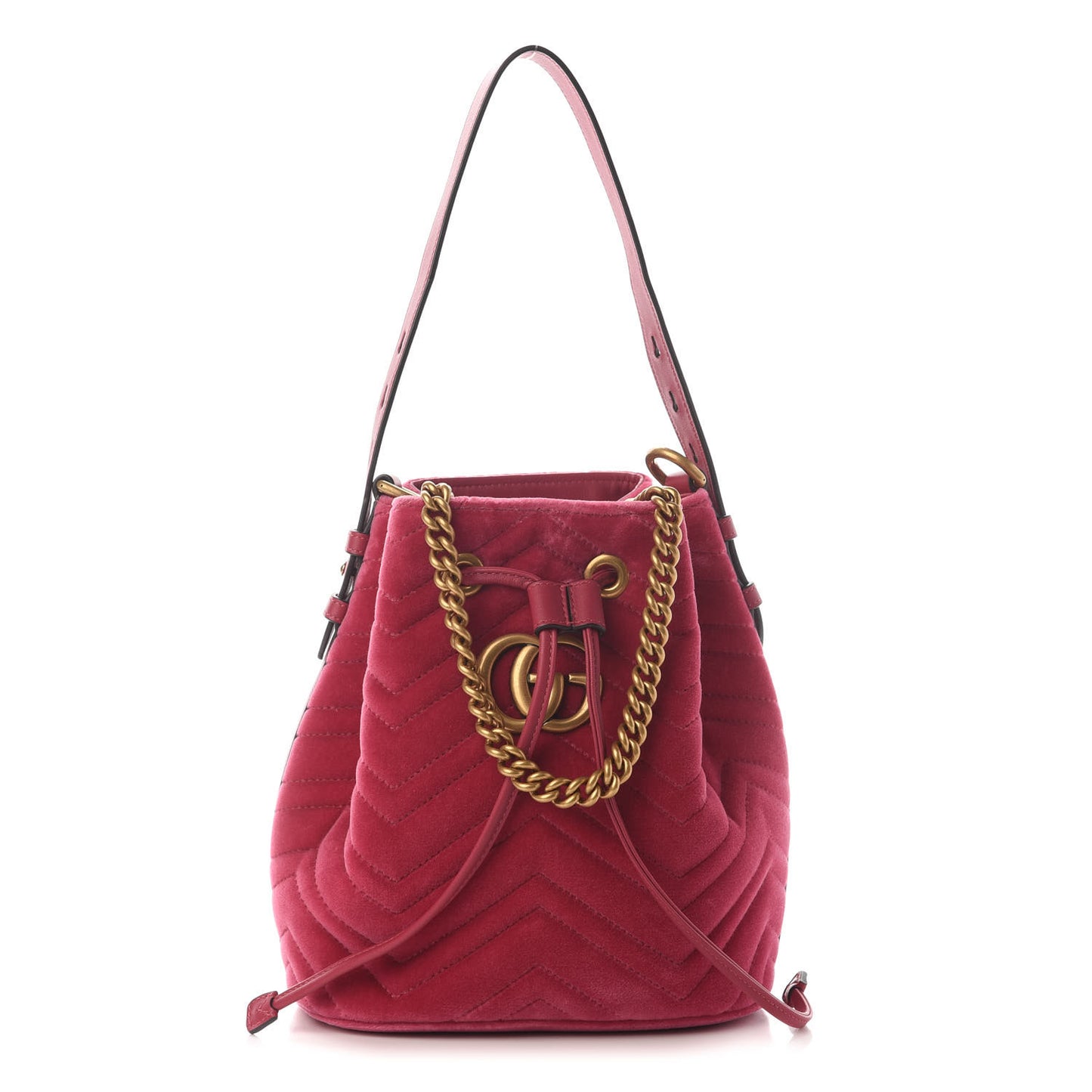 Velvet Matelasse GG Marmont Bucket Bag Light Raspberry Rose