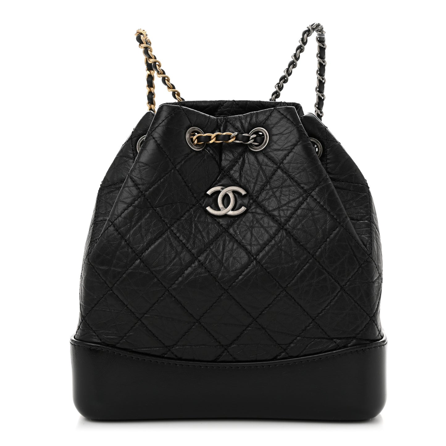 Aged Calfskin Quilted Small Gabrielle Backpack Black