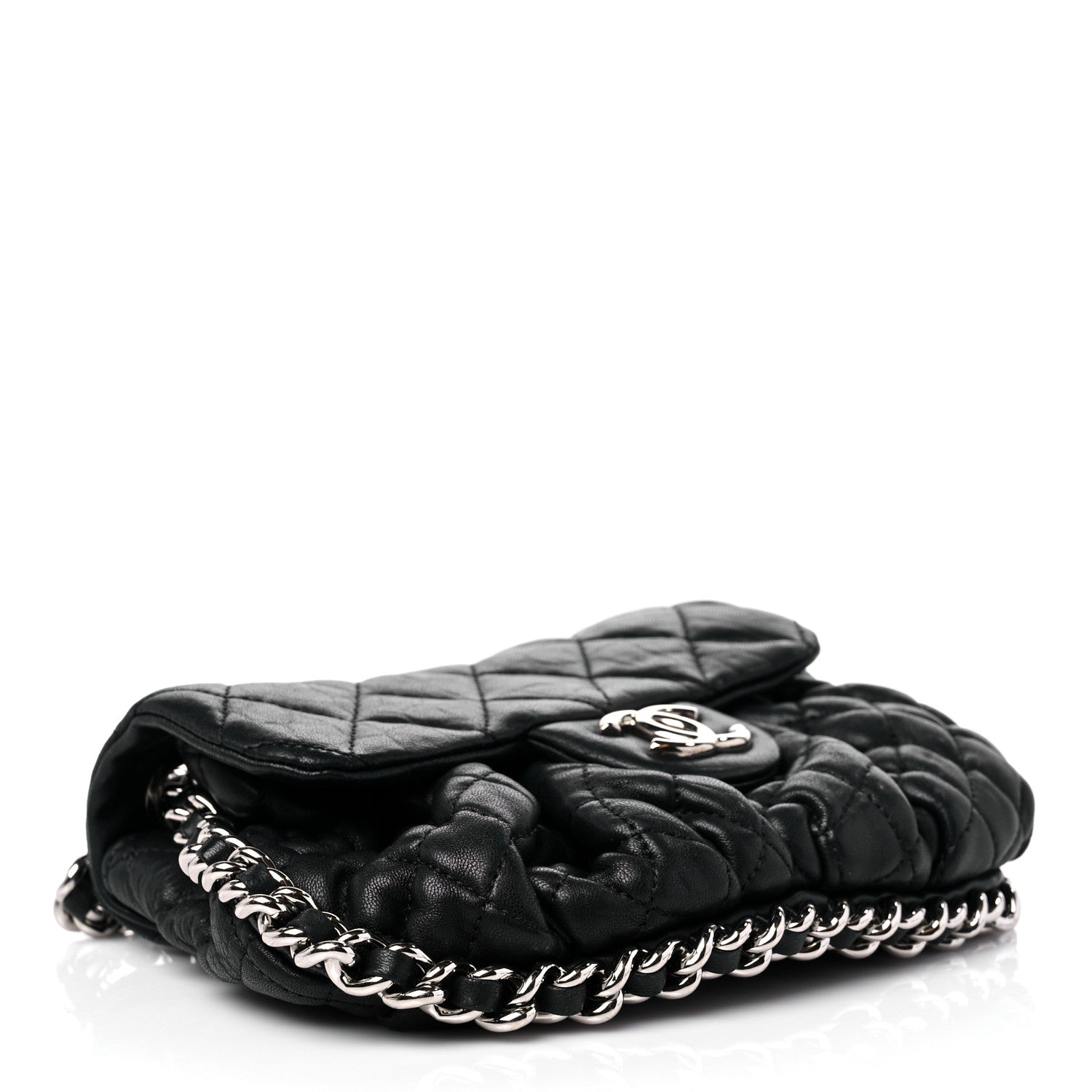 Chanel Washed Lambskin Quilted Mini Chain Around Flap Black 4 of 14