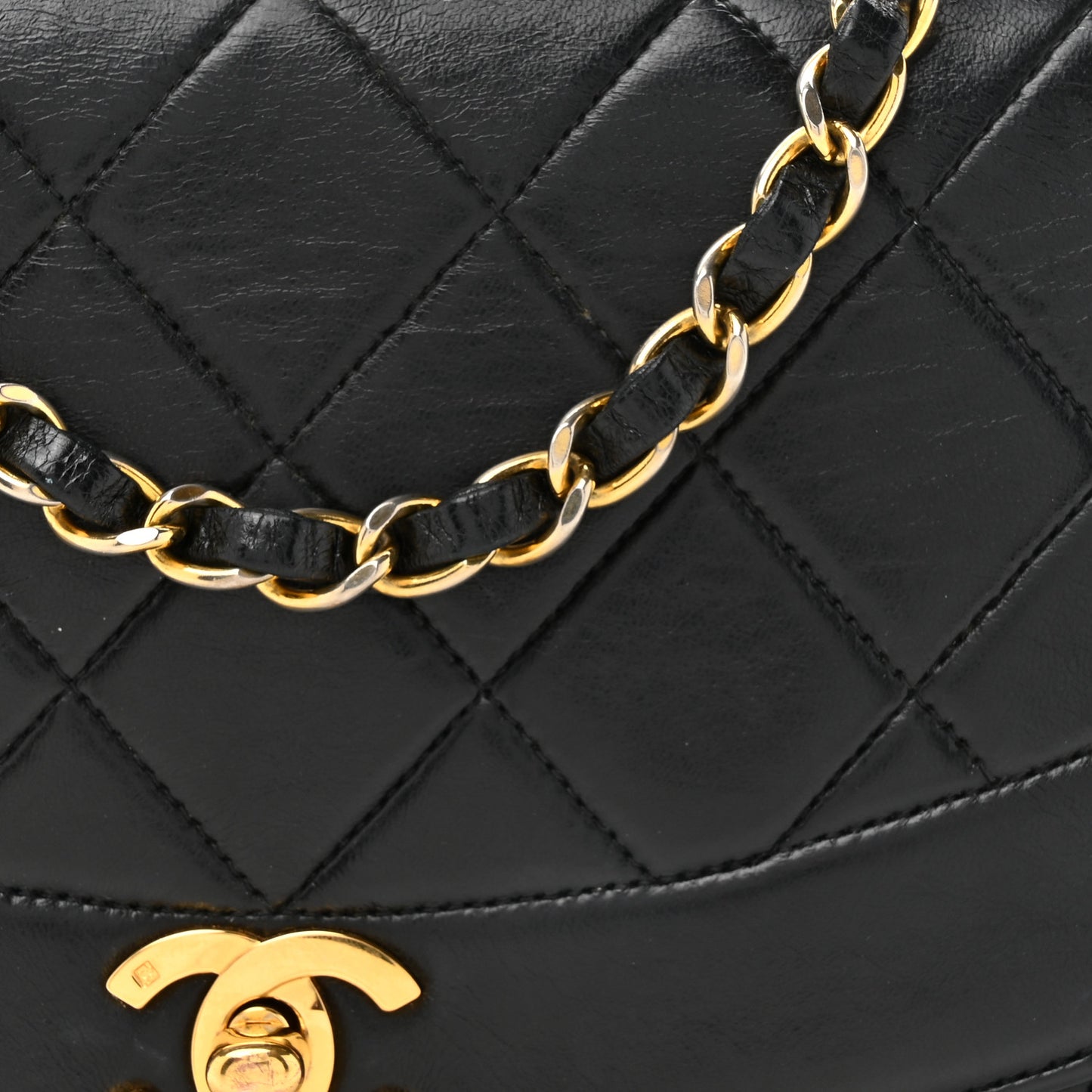 Lambskin Quilted Small Single Flap Black