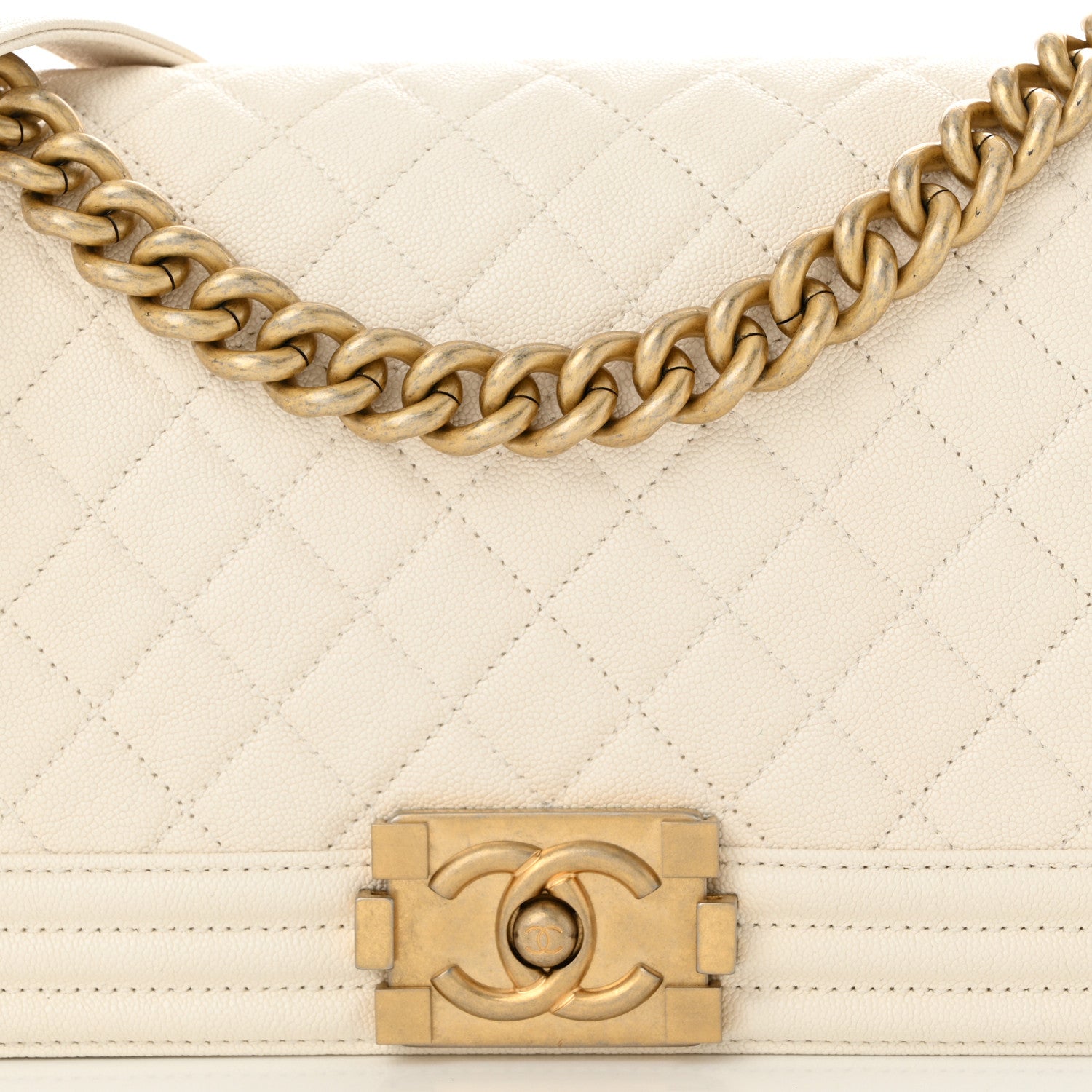 Chanel Caviar Quilted Medium Boy Flap White 8 of 11