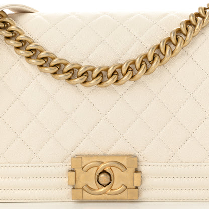 Chanel Caviar Quilted Medium Boy Flap White 8 of 11