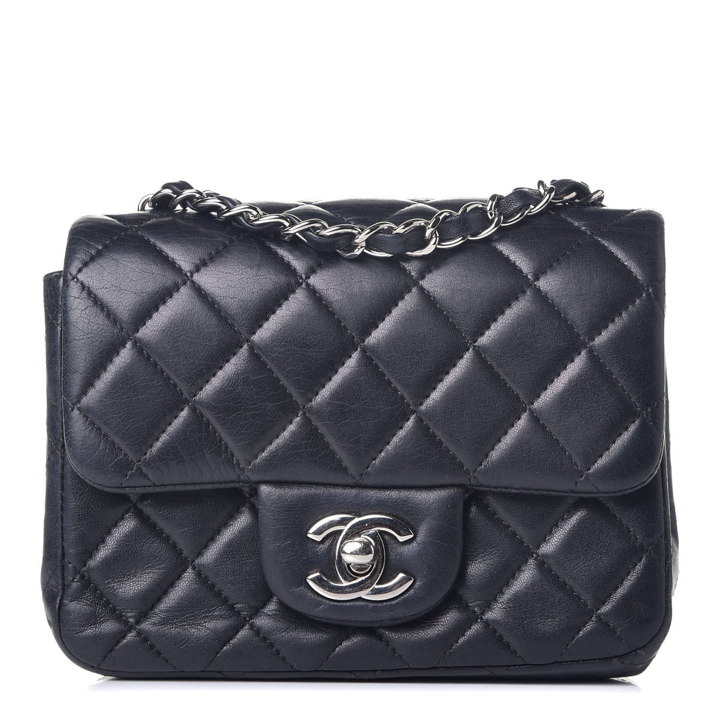 Lambskin Quilted Mini Square Flap Black