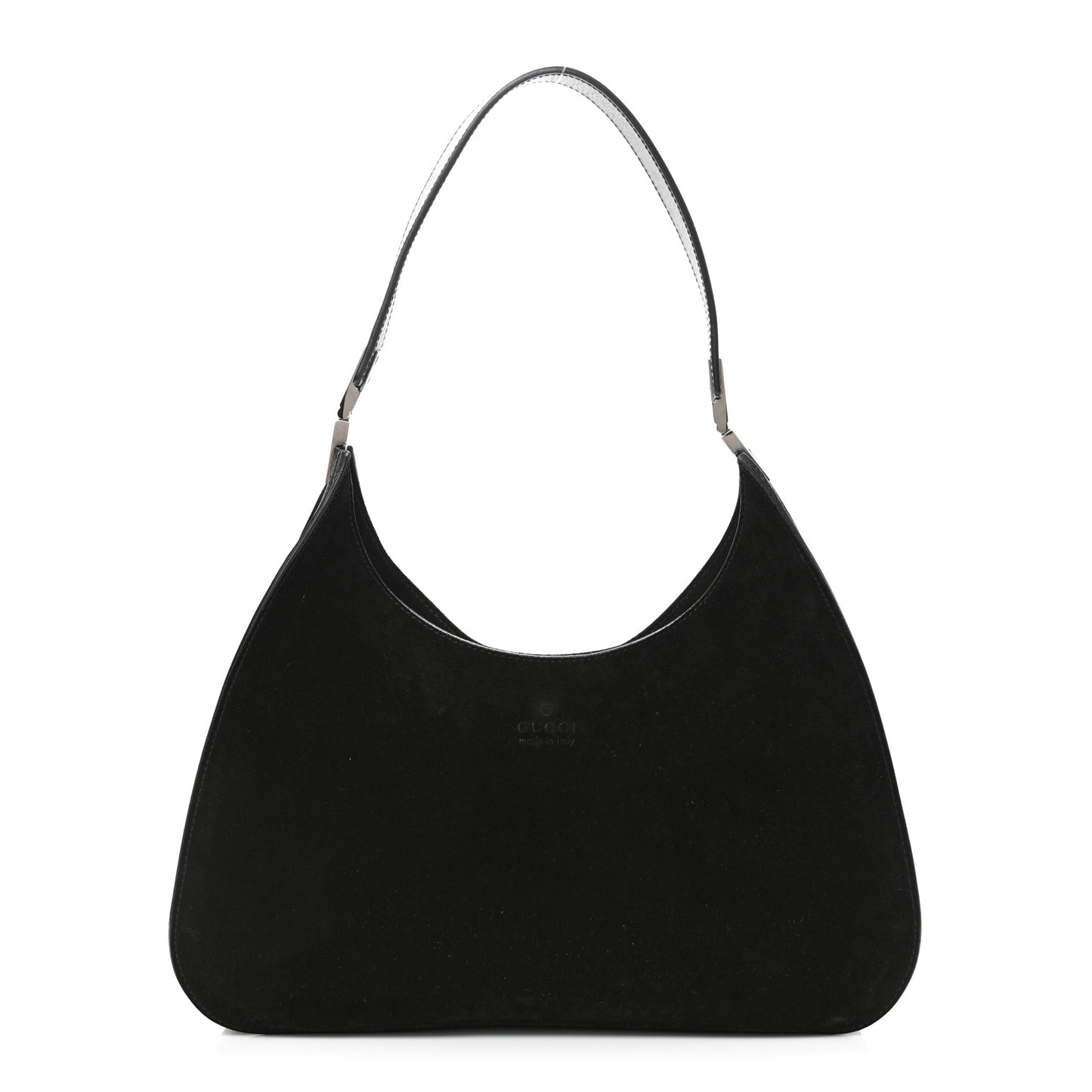 Suede Logo Hobo Bag Black