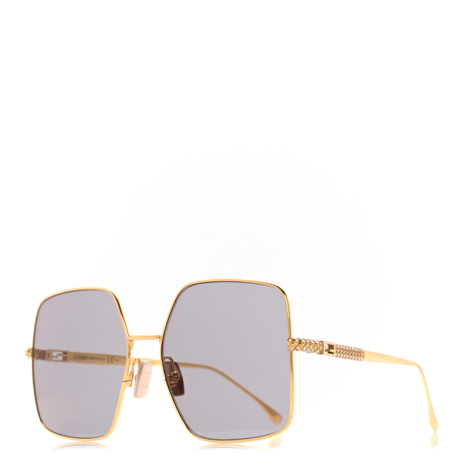 Fendi Metal Crystal Square Sunglasses FF 0439/S Gold 1 of 7