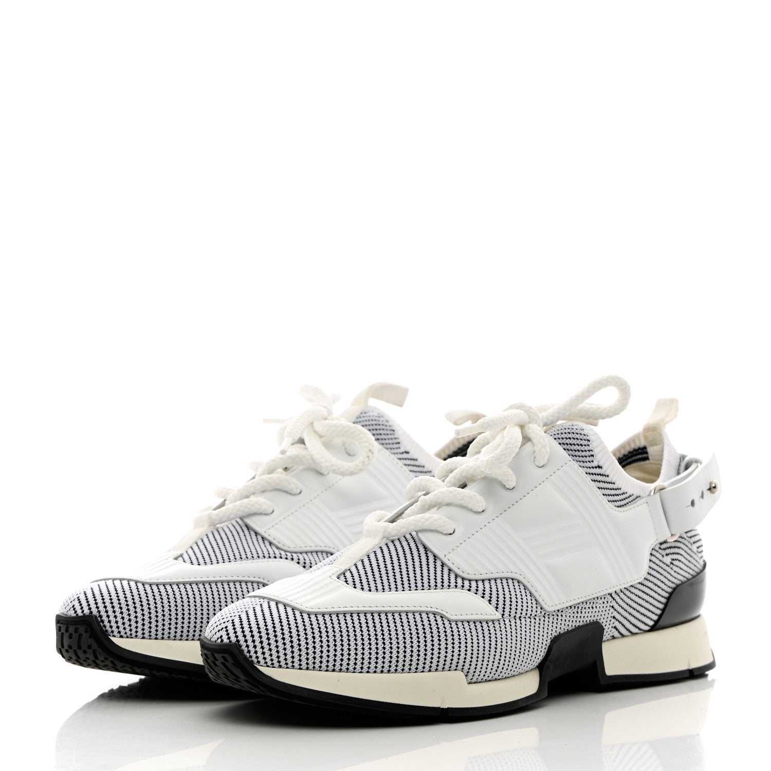Hermes Calfskin Womens Athlete Sneakers 38.5 White Multicolor 3 of 12