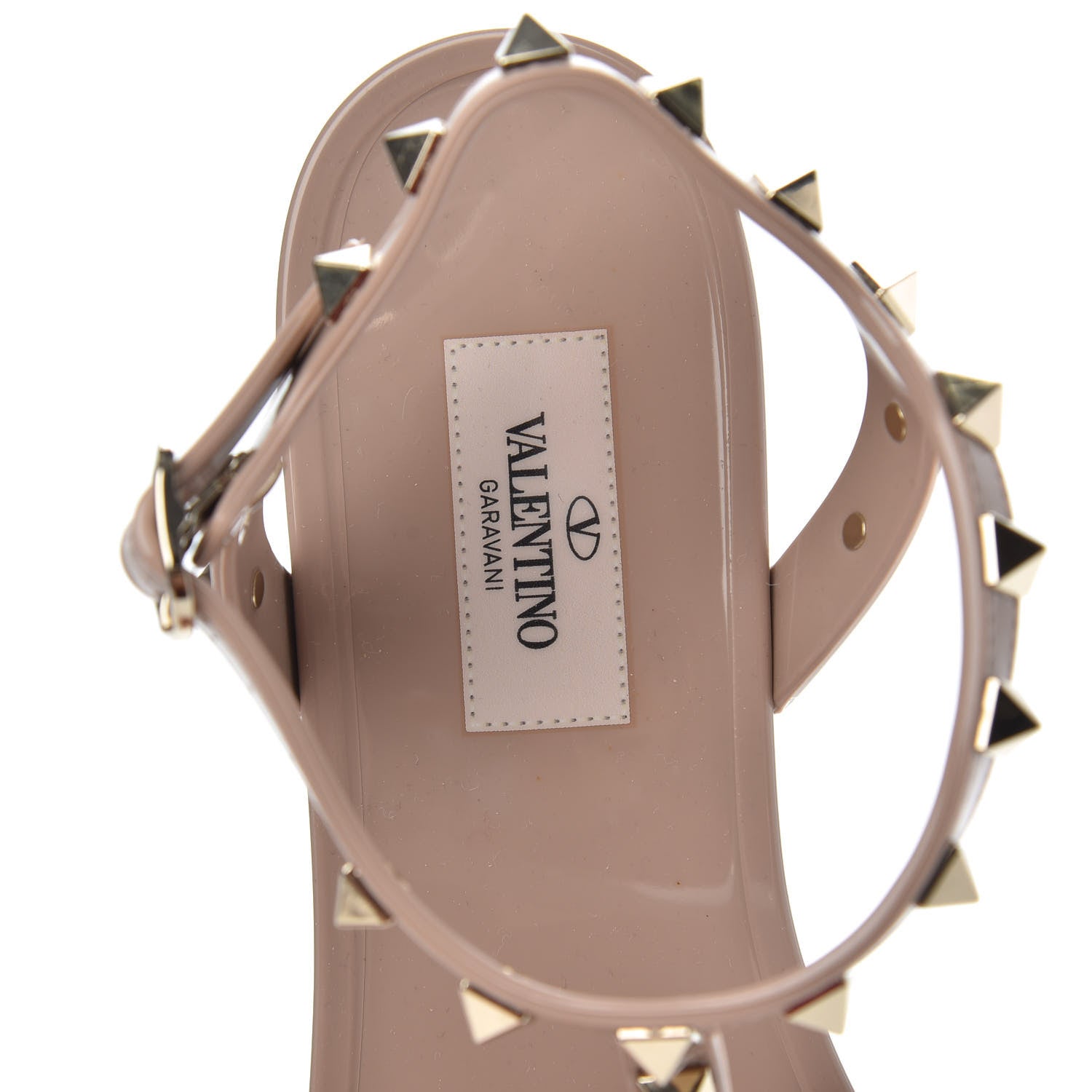 Valentino Garavani PVC Jelly Rockstud Caged Sandals 39 Poudre 6 of 7