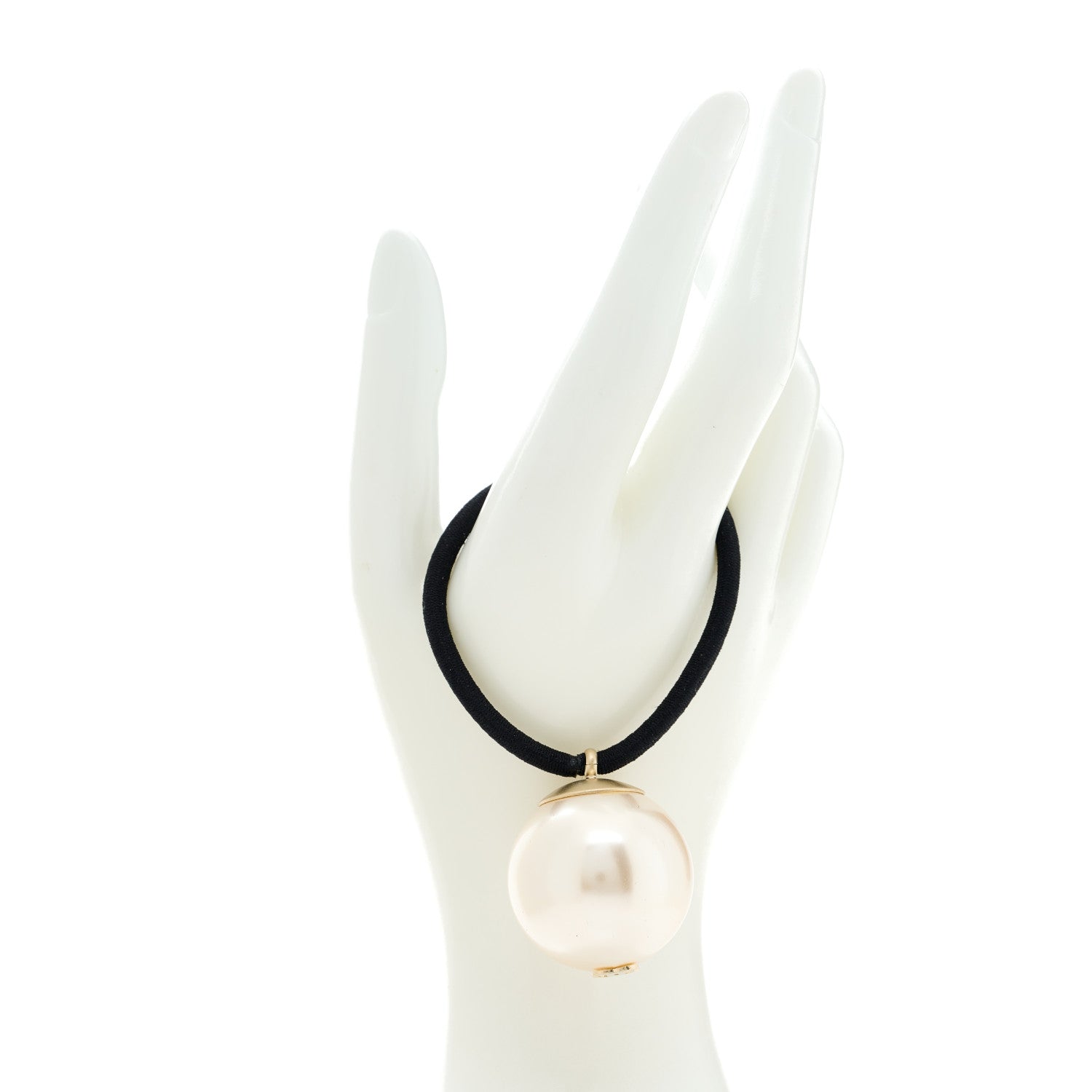 Chanel Pearl CC Hair Tie Black White 2 of 4