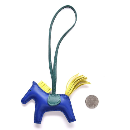 Hermes Milo Lambskin Grigri Rodeo Horse Bag Charm PM Bleu Electrique Lime Malachite 2 of 4