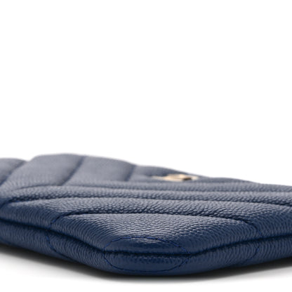Chanel Caviar Chevron Quilted Small Ancient Greek Charms Cosmetic Case Blue 9 of 9