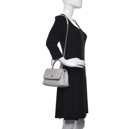 Chanel Caviar Quilted Mini Coco Handle Flap Light Grey 2 of 10