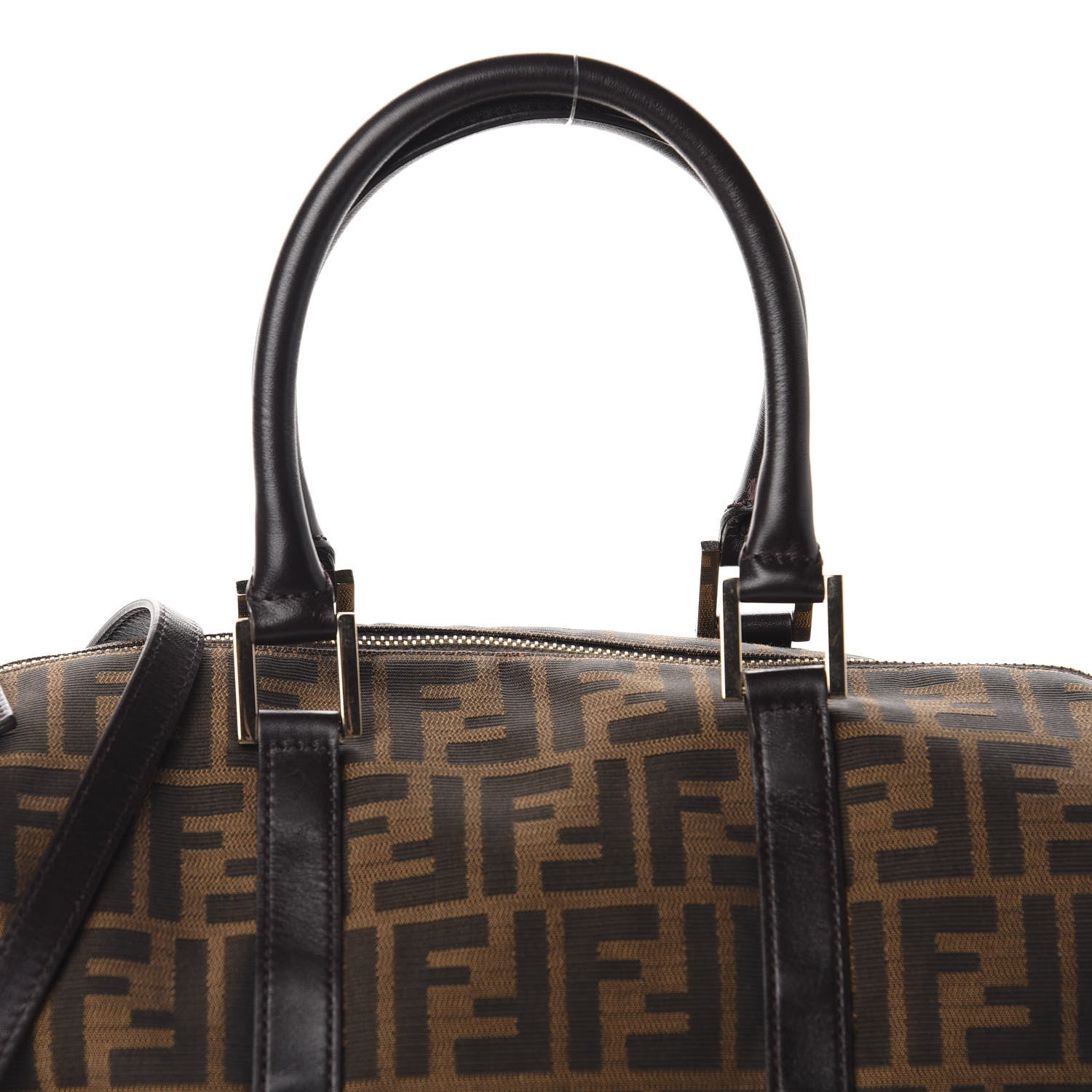 Fendi Zucca Calfskin Medium Convertible Boston Satchel Tobacco 10 of 10