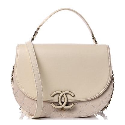 Chanel Shiny Calfskin Goatskin Quilted Medium Coco Curve Messenger Flap White 1 of 8