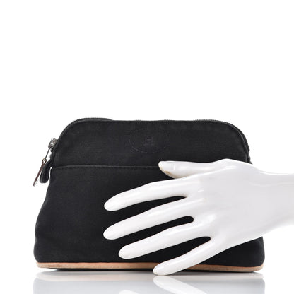 Hermes Cotton Canvas Mini Bolide Travel Cosmetic Pouch Black 3 of 10