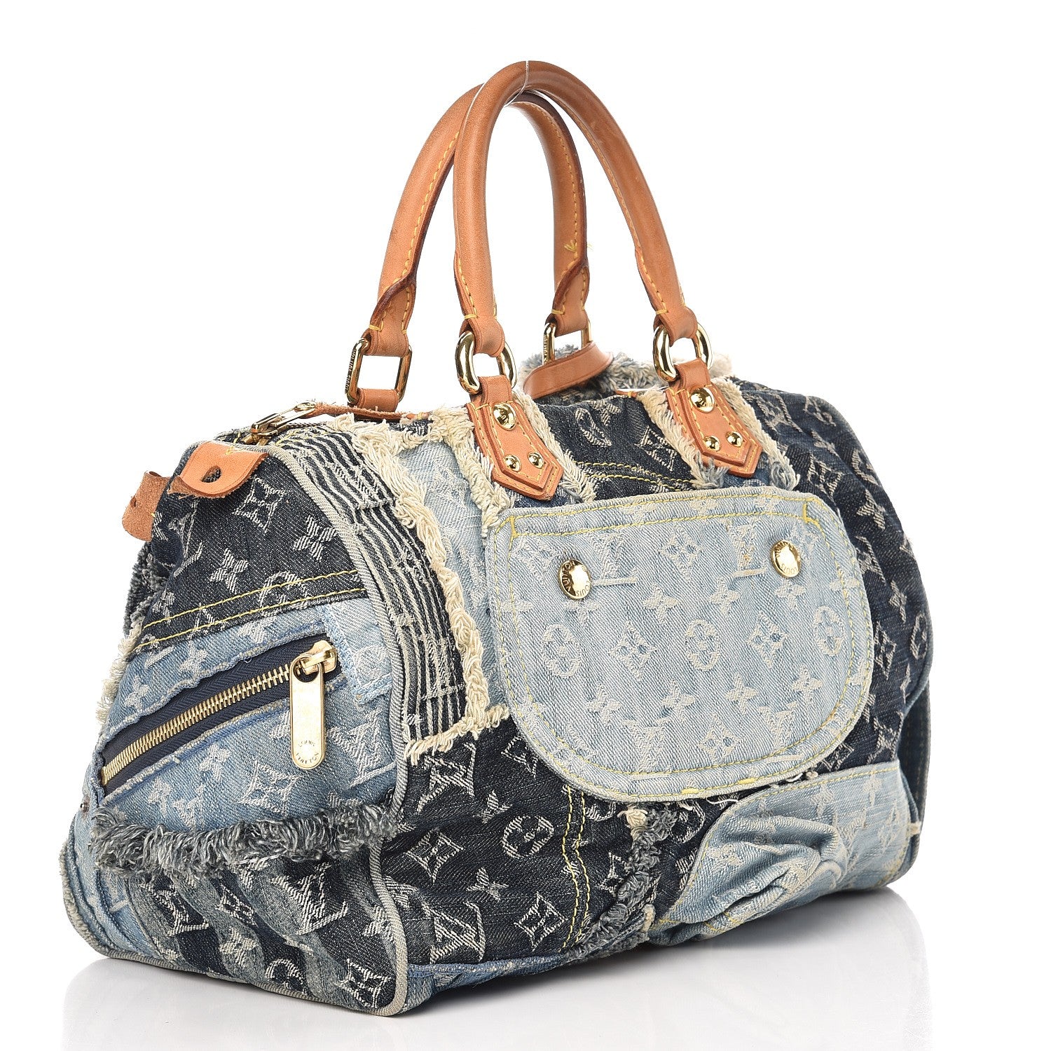 Louis Vuitton Denim Patchwork Speedy 30 Blue 3 of 8