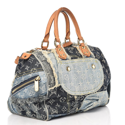 Louis Vuitton Denim Patchwork Speedy 30 Blue 3 of 8