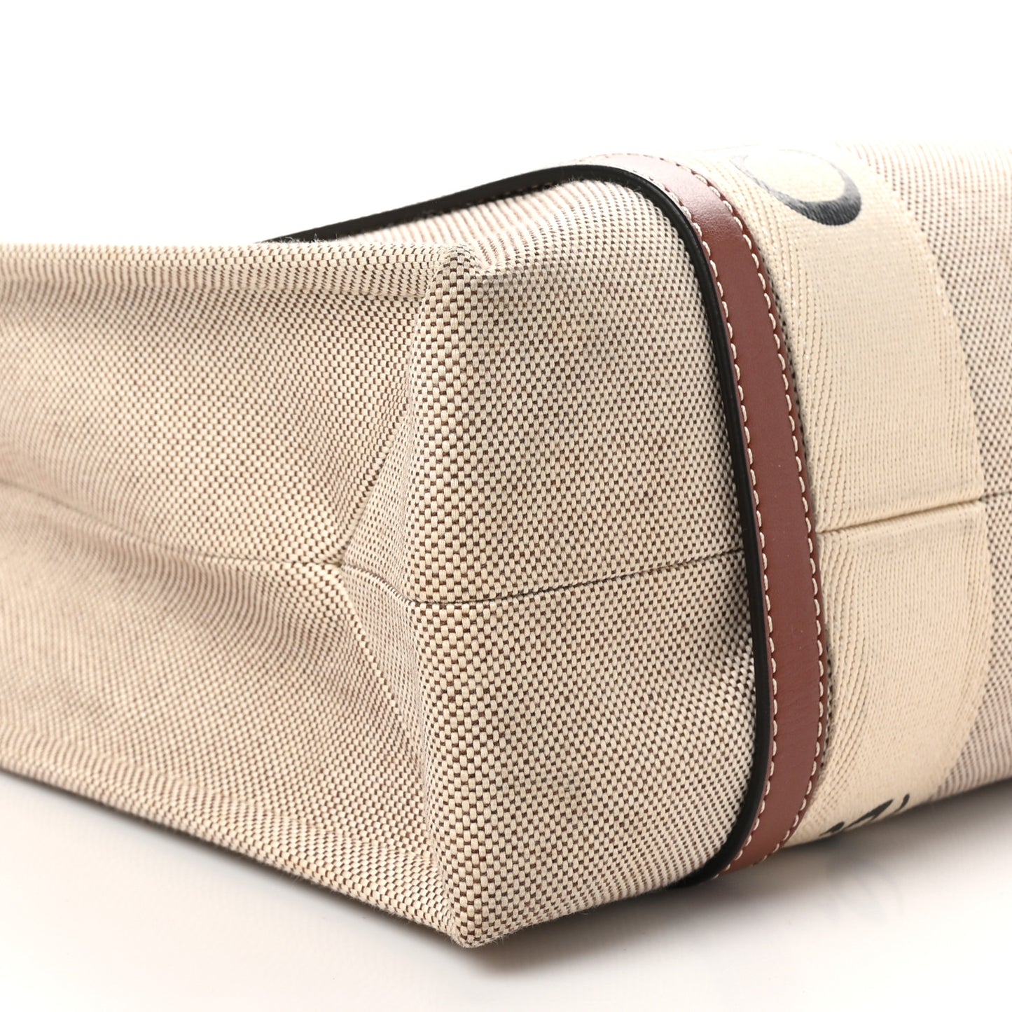 Cotton Calfskin Medium Woody Ribbon Tote White Brown