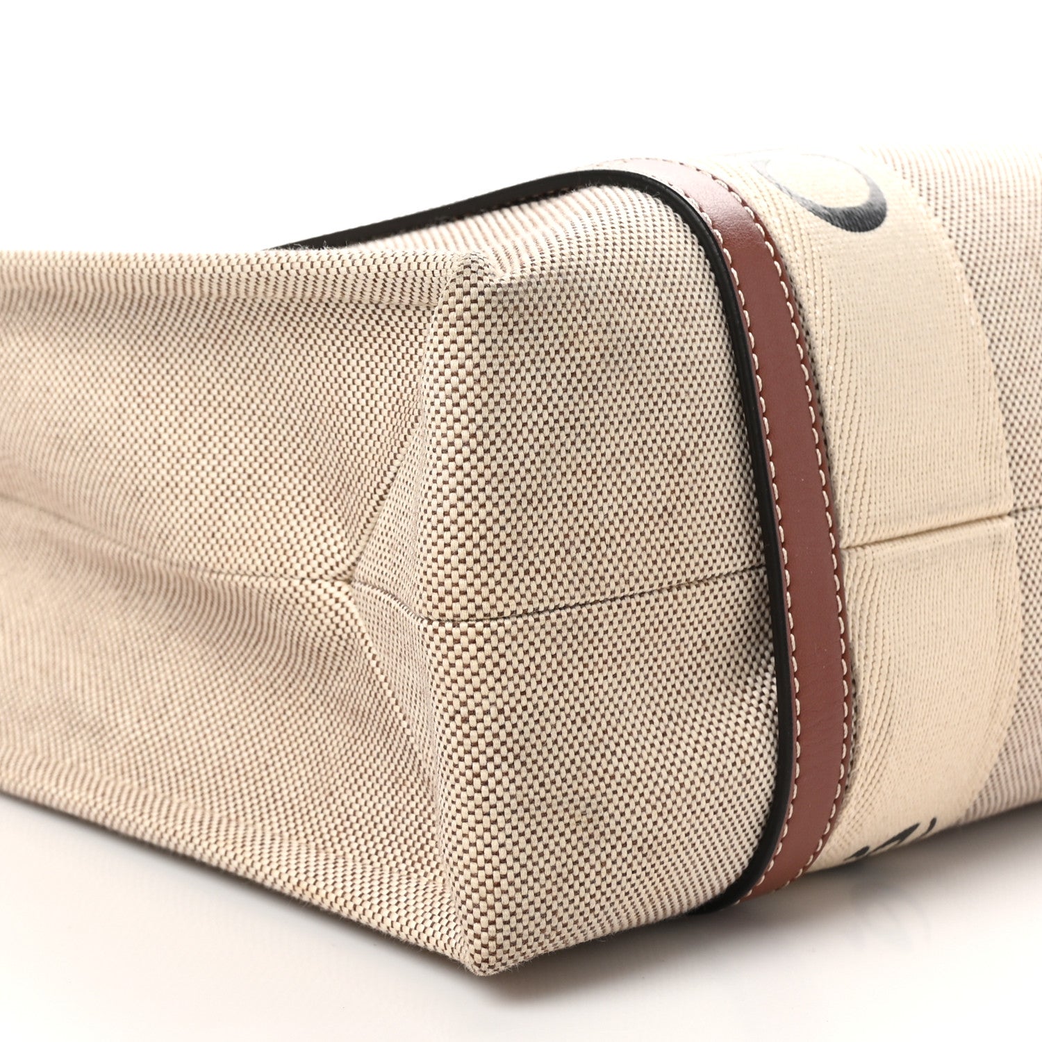 Chloe Cotton Calfskin Medium Woody Ribbon Tote White Brown 9 of 10