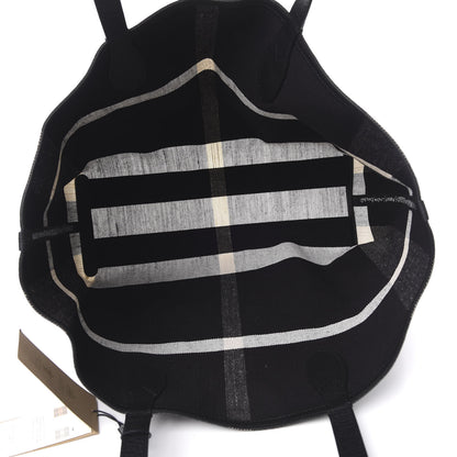 Burberry Coated Canvas Mega Check Medium Doodle Tote Black White 8 of 12