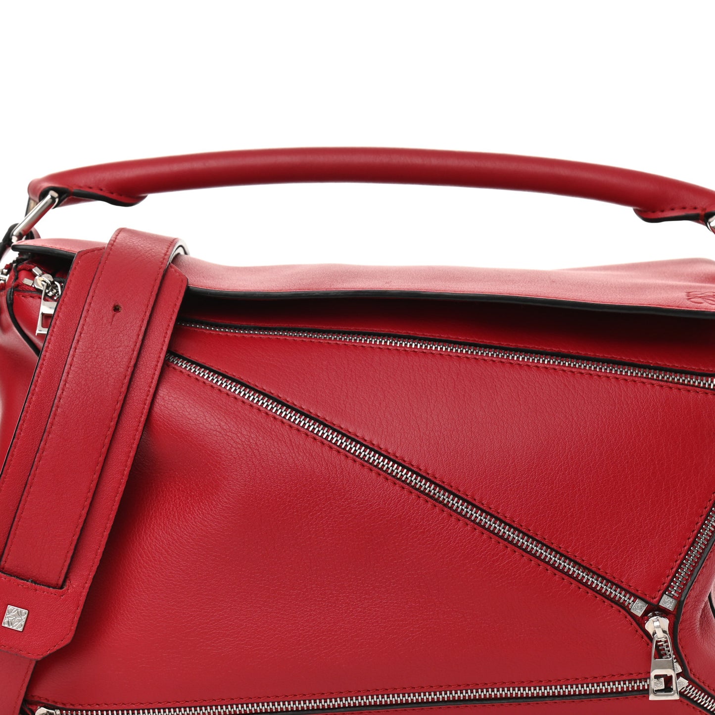 Calfskin Zipper Puzzle Bag Red