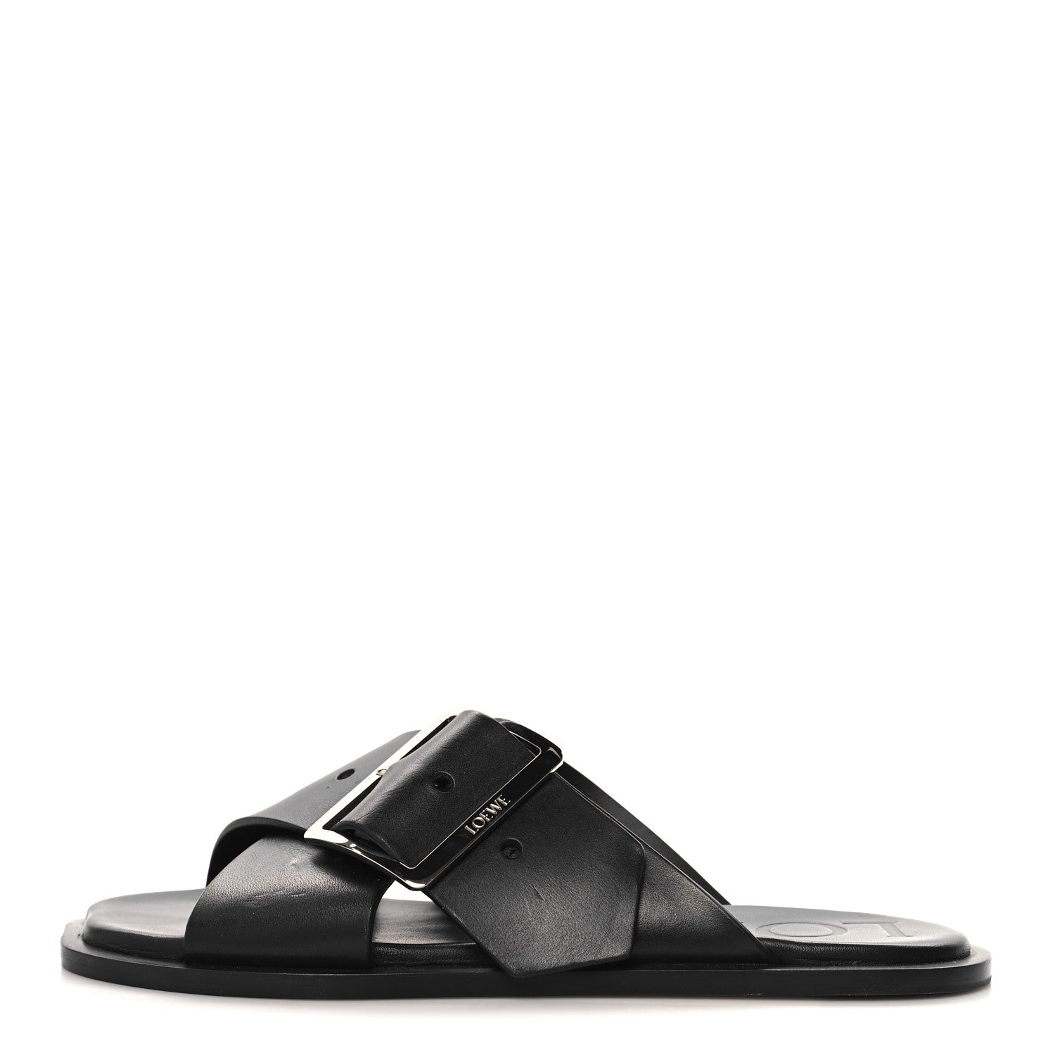 Loewe Calfskin Petal Belt Flat Sandal 36 Black 1 of 8