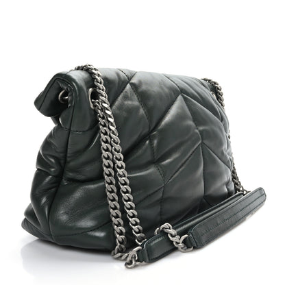 Saint Laurent Lambskin Quilted Small Loulou Puffer Monogram Chain Satchel Seaweed Green 3 of 9