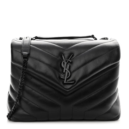 Saint Laurent Calfskin Y Quilted Monogram Monochrome Small Loulou Chain Satchel Black 1 of 10