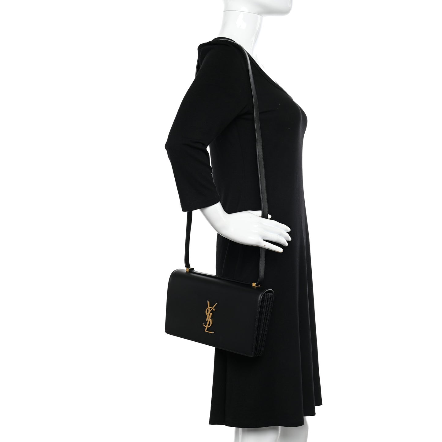 Calfskin Monogram Small Dylan Shoulder Bag Black
