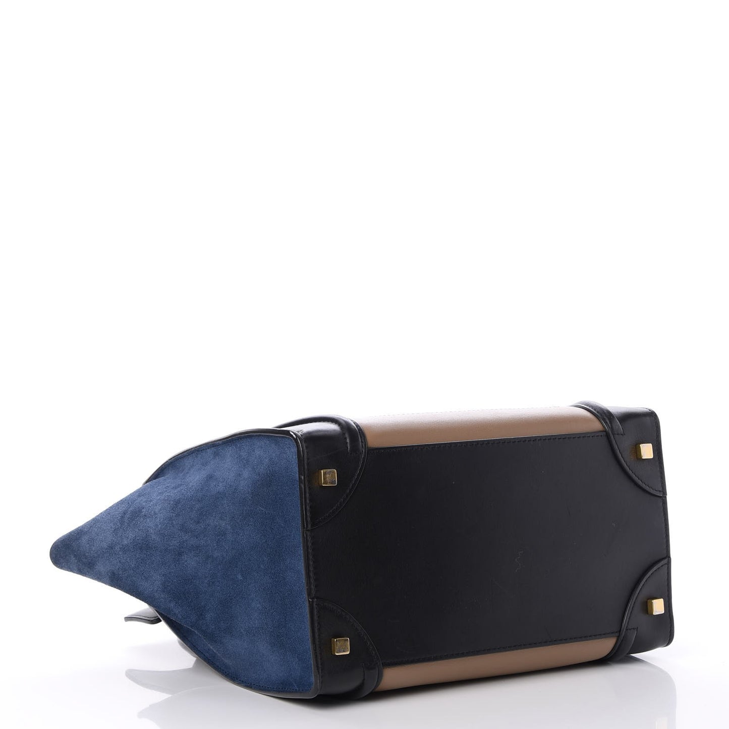 Smooth Calfskin Suede Tri-color Mini Luggage Beige