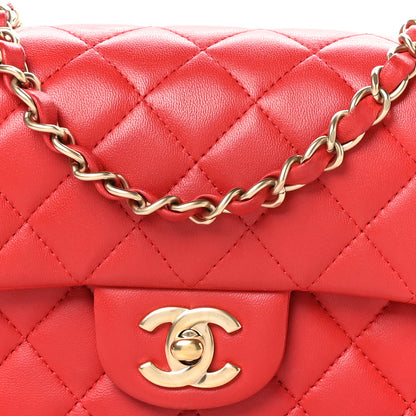 Chanel Lambskin Quilted Mini Rectangular Flap Red 8 of 10
