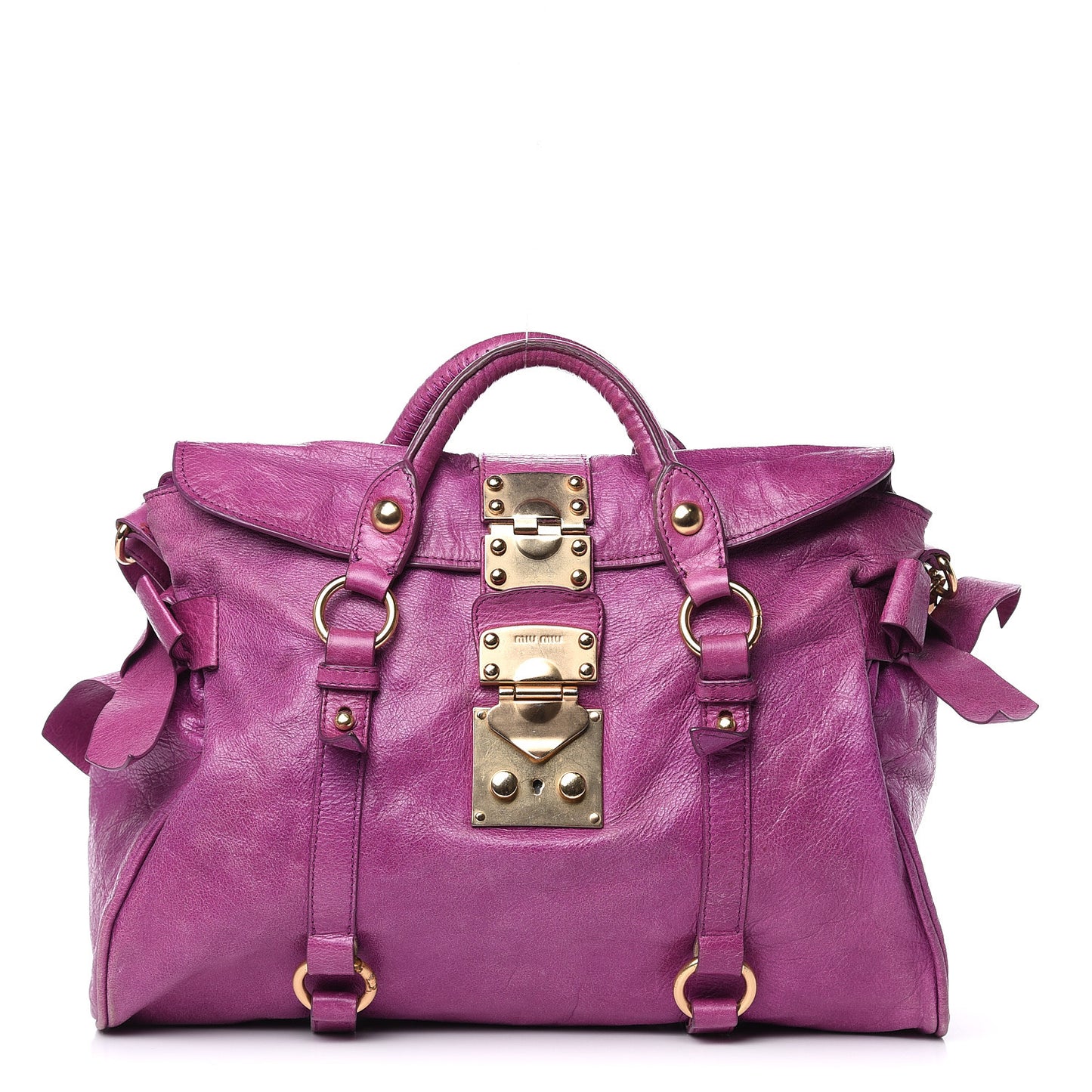 Vitello Lux Medium Bow Bag Fuchsia