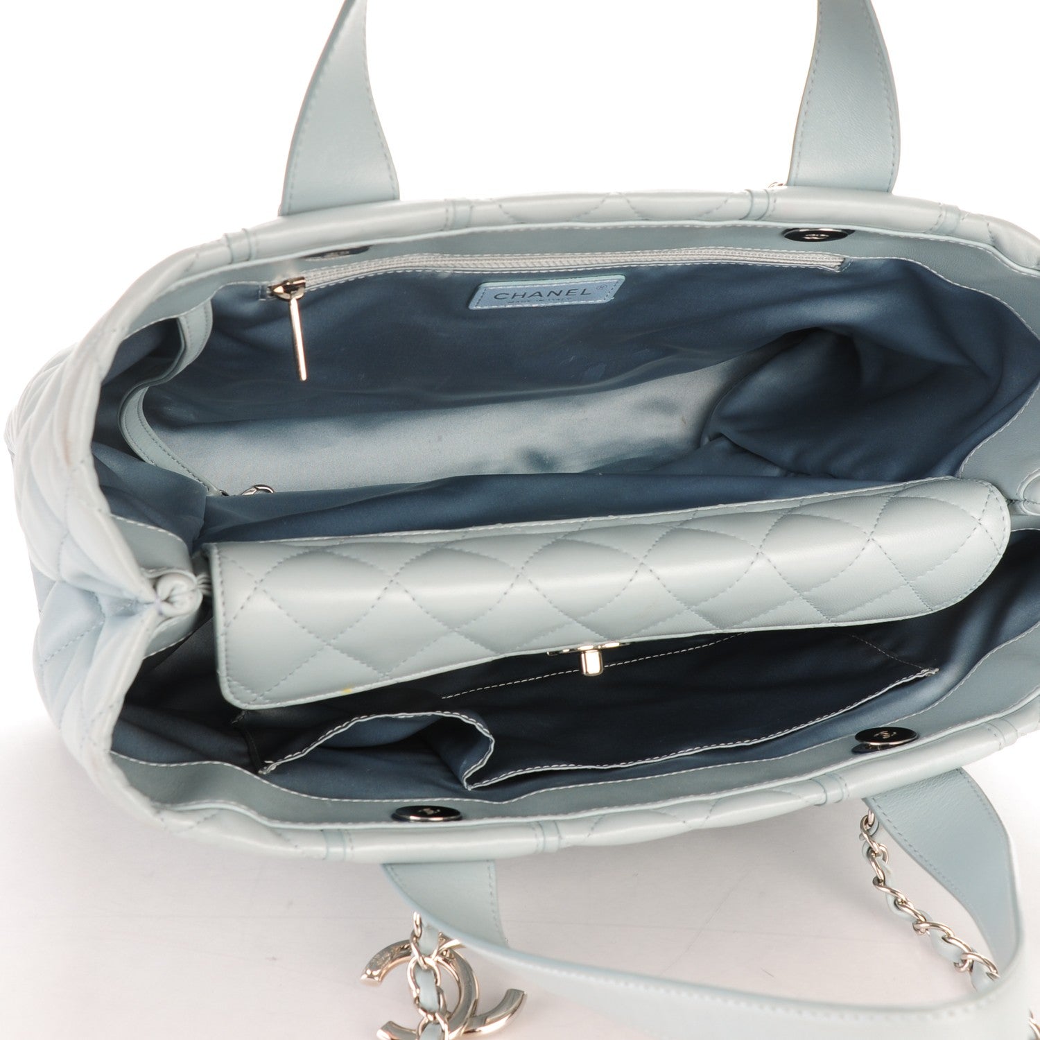 Chanel Lambskin Quilted Daily Shopping Tote Light Blue 5 of 11