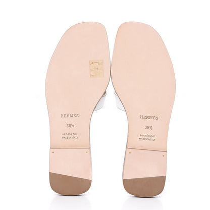 Hermes Box Calfskin Oran Sandals 36.5 White 5 of 8