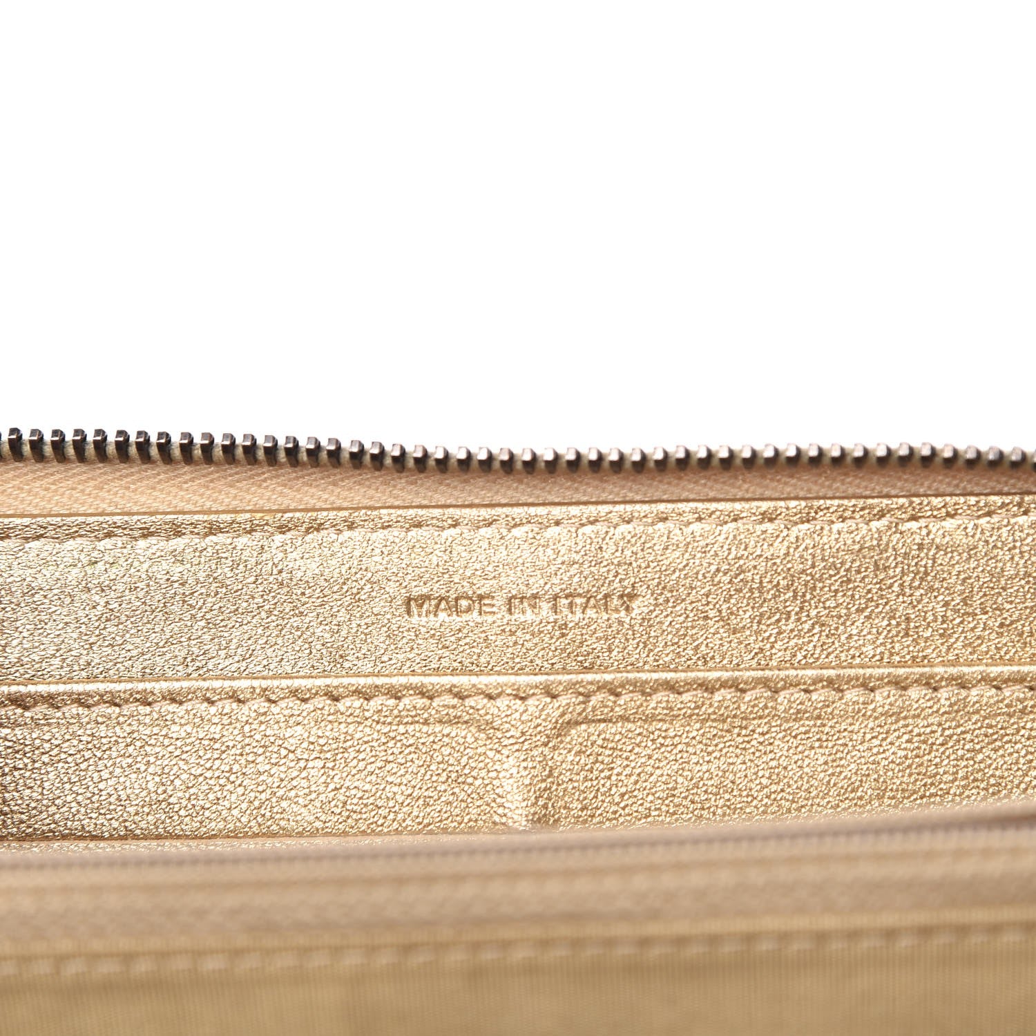 Chanel Metallic Calfskin Chevron Quilted Small Zip Around Wallet Gold 7 of 10