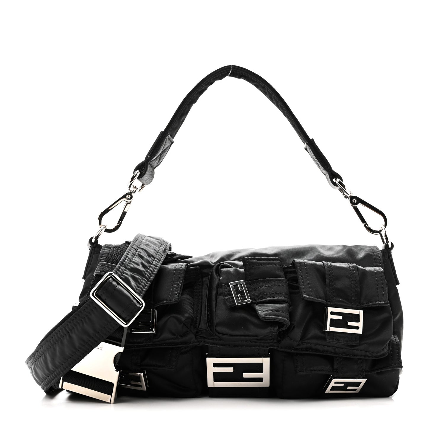 Econyl Cuoio Romano Multipocket Baguette Black