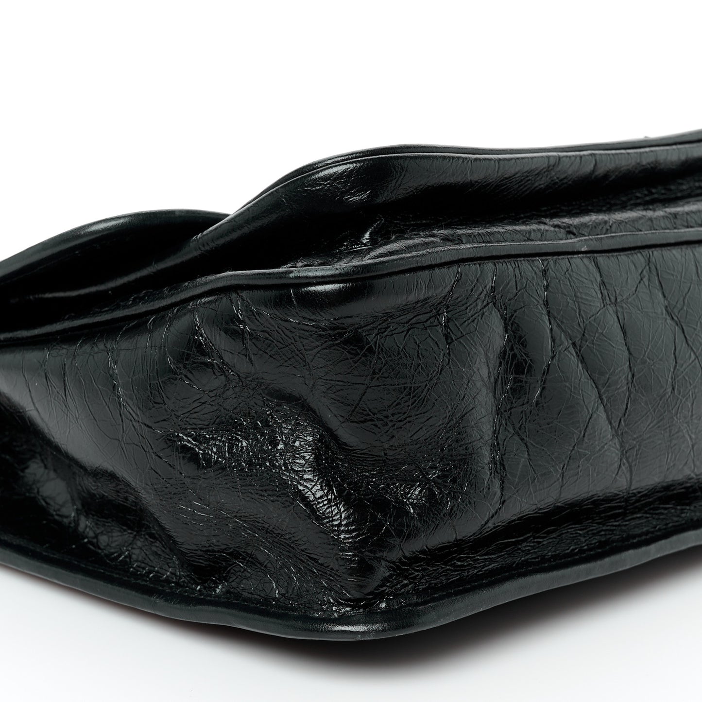 Crinkled Calfskin Matelasse Monogram Medium Niki Chain Satchel Black