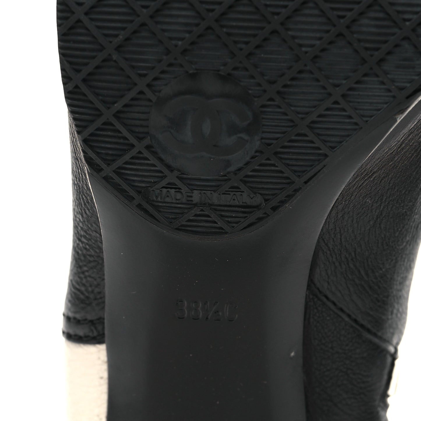 Goatskin Calfskin CC Short Boots 38.5 Black White