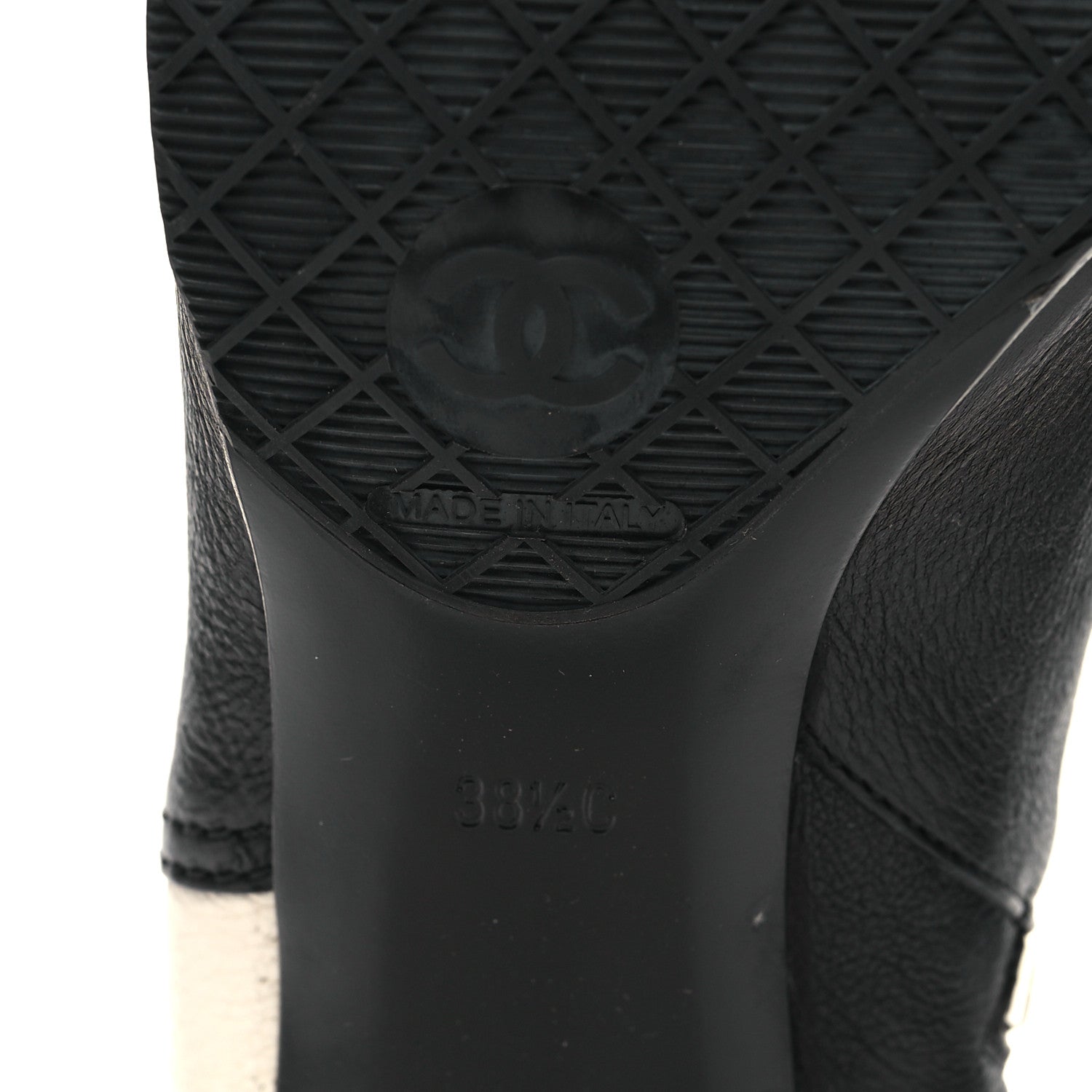Chanel Goatskin Calfskin CC Short Boots 38.5 Black White 7 of 9