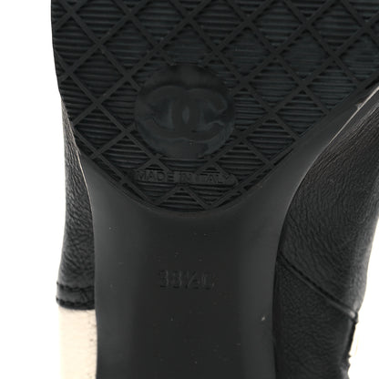 Chanel Goatskin Calfskin CC Short Boots 38.5 Black White 7 of 9