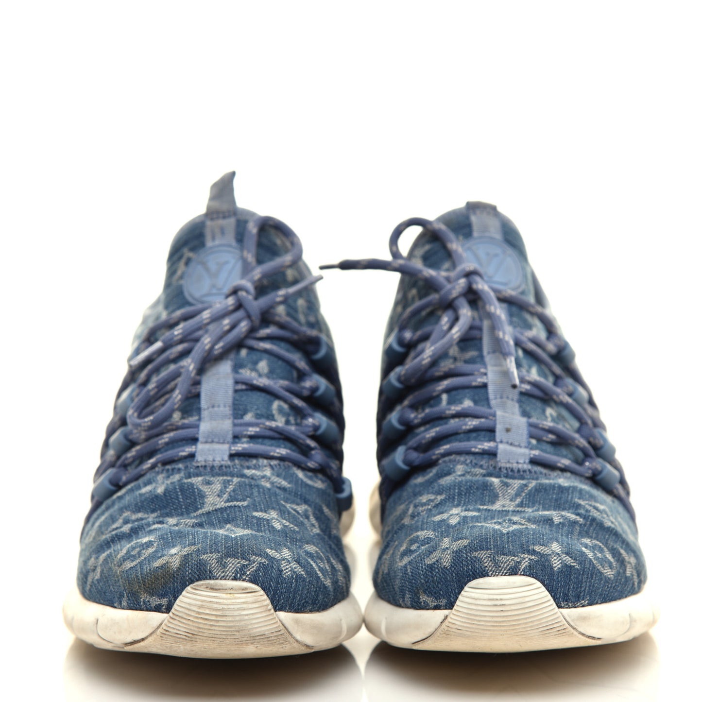 Denim Rubber Monogram Fastlane Low Sneakers 7.5 Navy