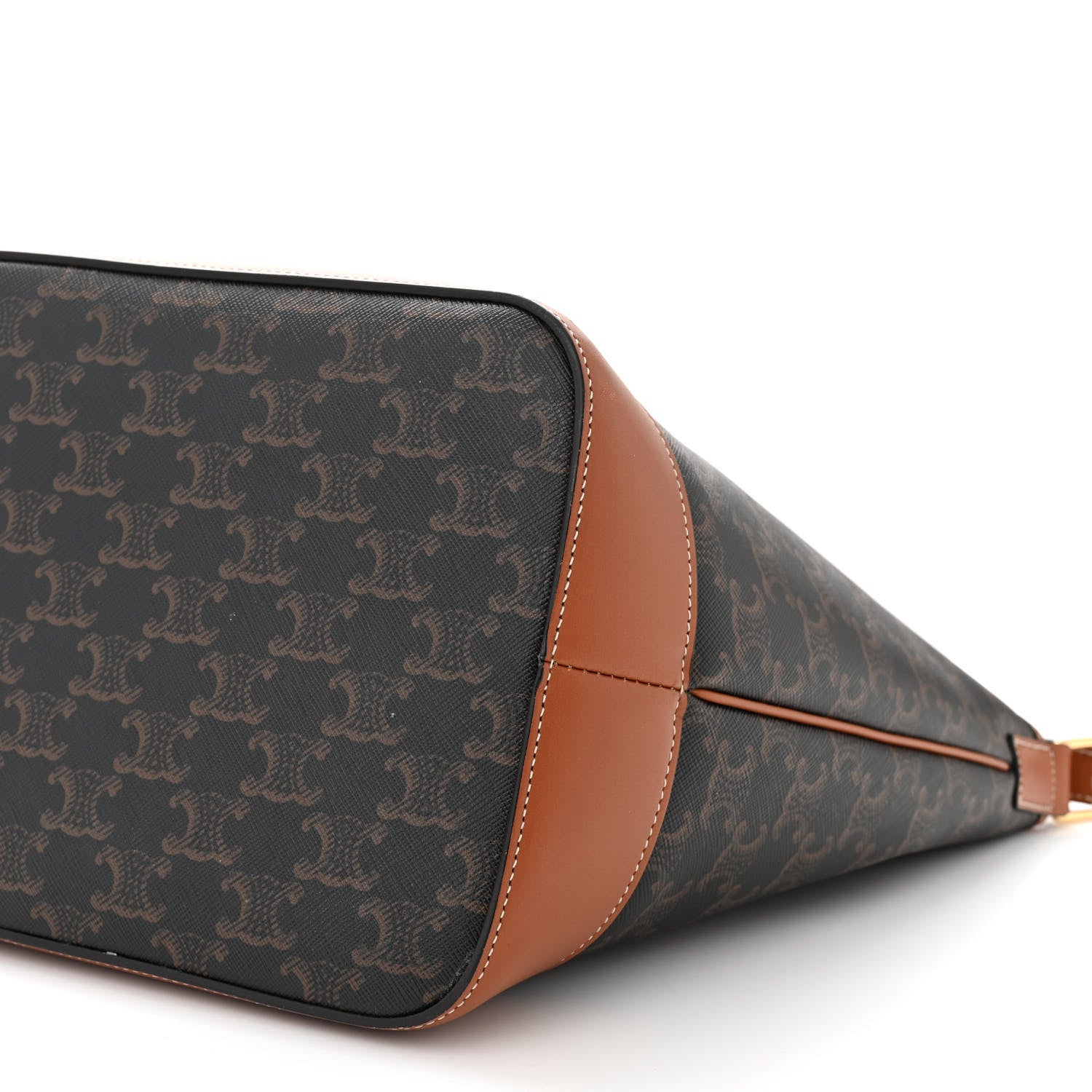 Celine Triomphe Canvas Calfskin Medium Bucket Bag Tan 10 of 11