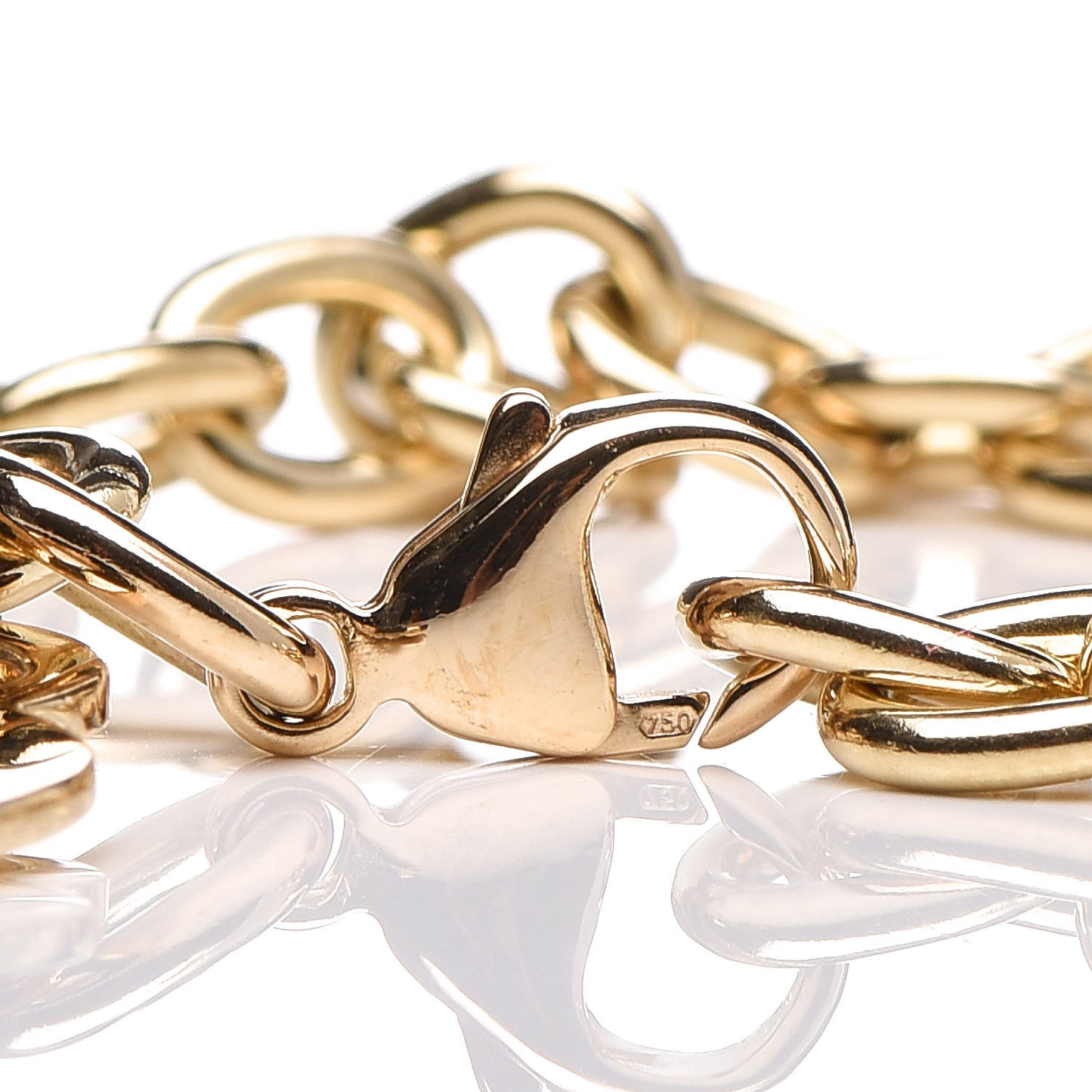 18K Yellow Gold Heart Tag Charm Bracelet