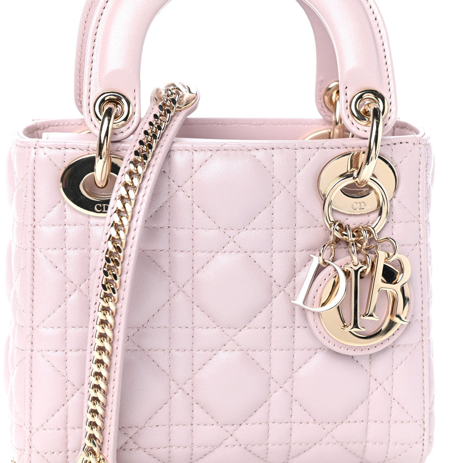 Christian Dior Metallic Lambskin Cannage Mini Lady Dior Lotus 11 of 17