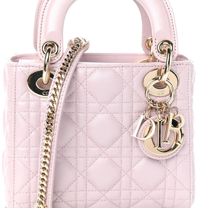Christian Dior Metallic Lambskin Cannage Mini Lady Dior Lotus 11 of 17