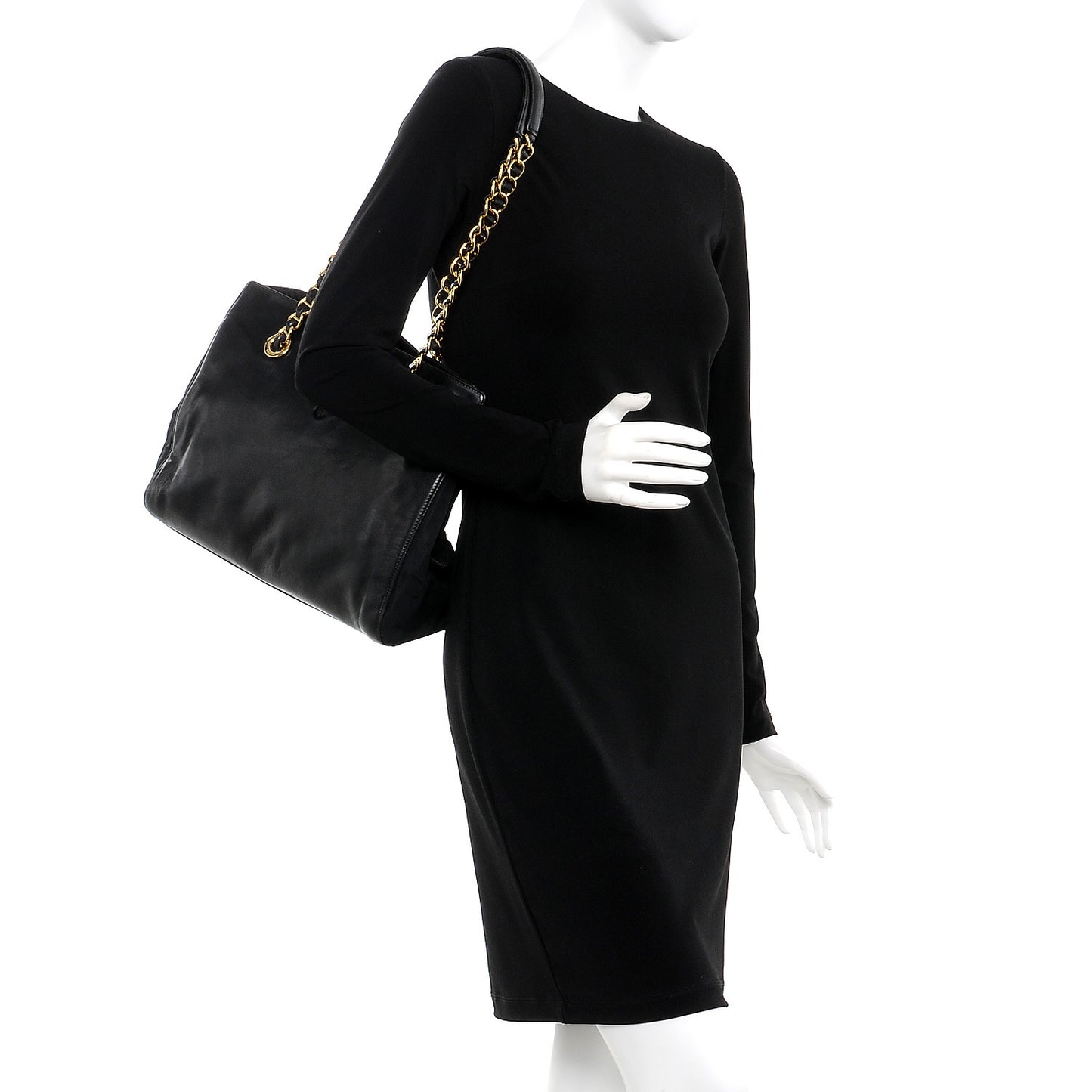 Nappa Chain Tote Black